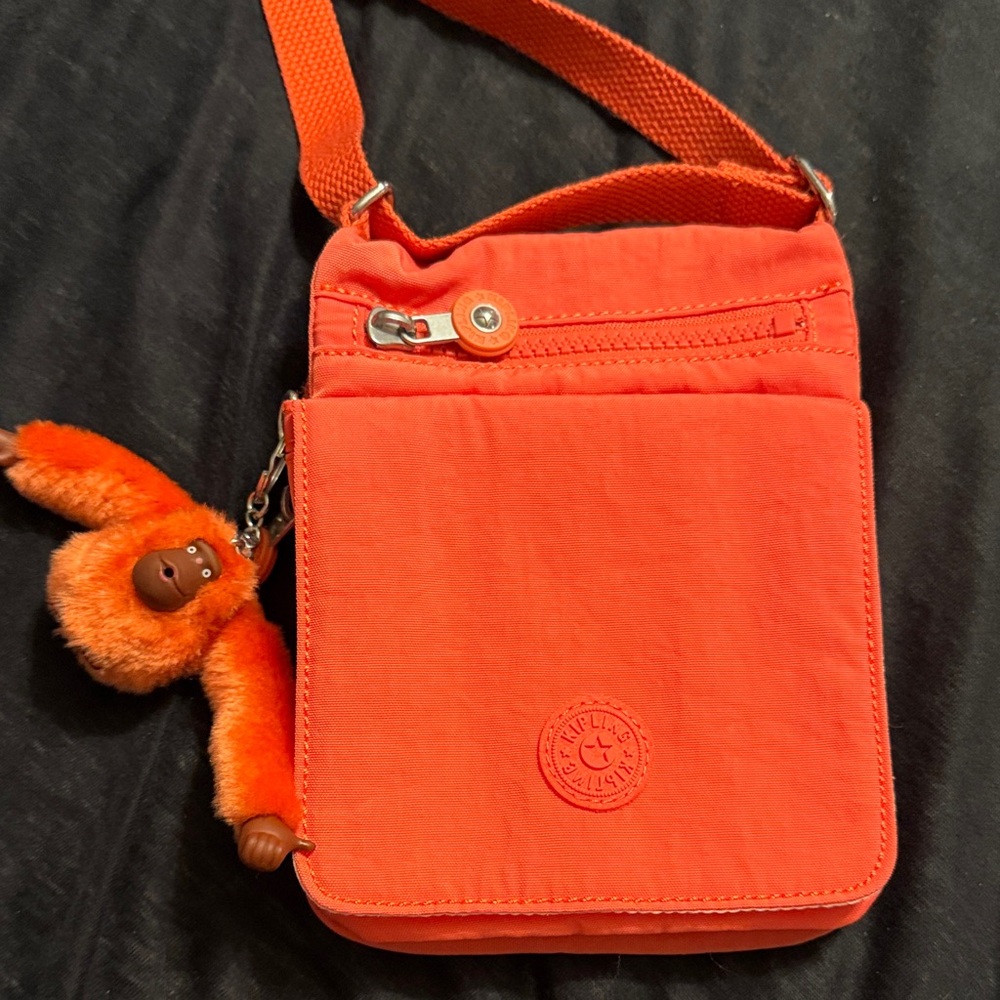 Coral Kipling Crossbody Bag with Gorilla Keychain